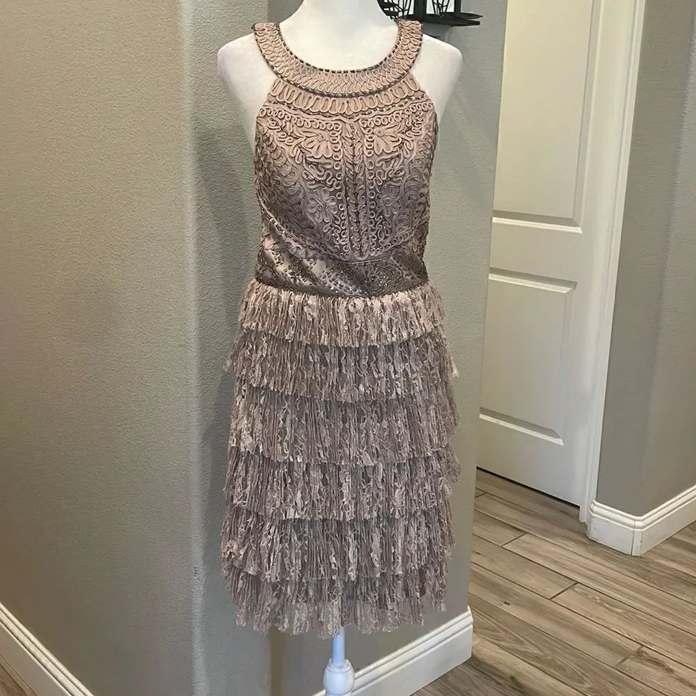 Sue Wong Nocturne Elegant Formal Midi Beaded Gown Size 6